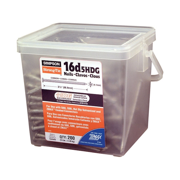 Simpson Strong-Tie 16D 3-1/2 in. Wood Joiner Hot-Dipped Galvanized Steel Nail Round Head 5 lb